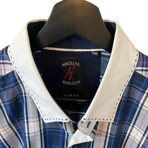 Absolute Rebellion French Style Bold Dress Down Slim Fit Shirt XXL - Picture 4 of 16